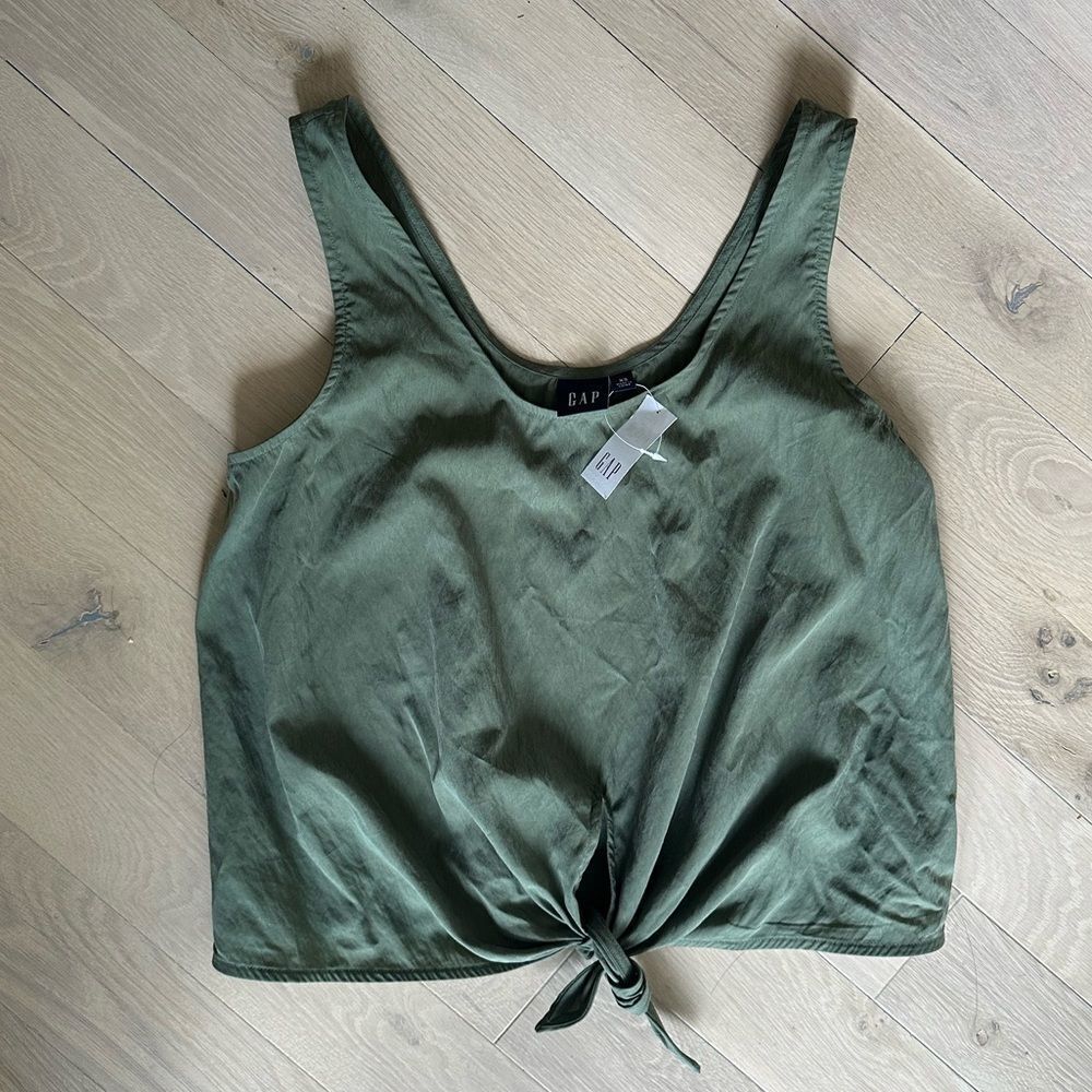 Gap sage green tie tank top